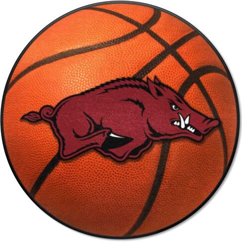 FANMATS 2128 Arkansas Razorbacks Basketball Shaped Rug - 27in. Diameter, Basketball Design, Sports Fan Accent Rug in Saudi Arabia