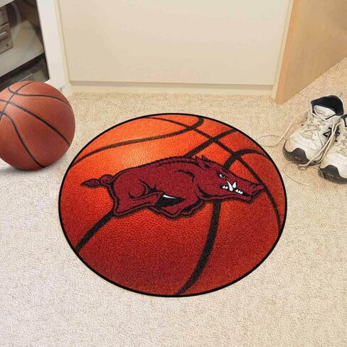 FANMATS 2128 Arkansas Razorbacks Basketball Shaped Rug - 27in. Diameter, Basketball Design, Sports Fan Accent Rug in Saudi Arabia