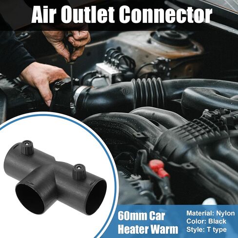 X AUTOHAUX 60mm Car Heater Warm 3 Way Air Ducting Elbow Pipe T Shape Outlet Connector Black Nylon in Saudi Arabia