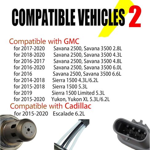 12657188 ​​مستشعر الأكسجين O2 متوافق مع 2015-2020 كاديلاك إسكاليد 6.2 لتر، لـ 2014-2020 شيفروليه إكسبريس سيلفرادو 1500 سوبربان تاهو، لـ 2014-2020 جي إم سي يوكون سييرا 1500 سافانا in Kuwait