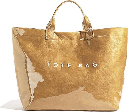 PVC Tote Bag for Women Letter Print Work Tote Bag Clear Plastic Bag Large Kraft Paper Handbag Solid Color Hobo Bag in Kuwait