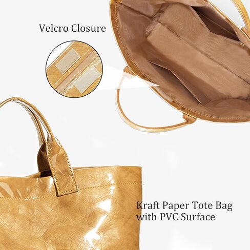PVC Tote Bag for Women Letter Print Work Tote Bag Clear Plastic Bag Large Kraft Paper Handbag Solid Color Hobo Bag in Kuwait