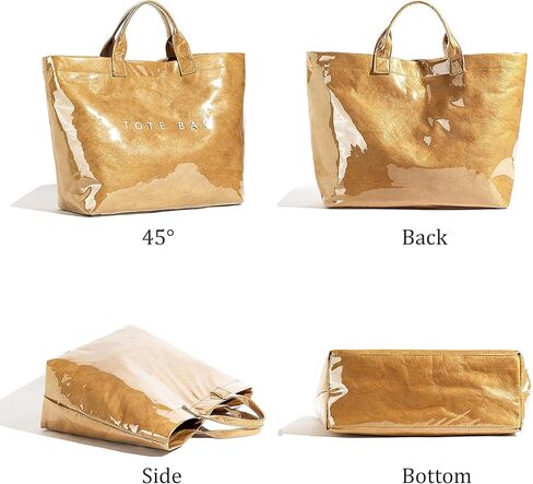 PVC Tote Bag for Women Letter Print Work Tote Bag Clear Plastic Bag Large Kraft Paper Handbag Solid Color Hobo Bag in Kuwait