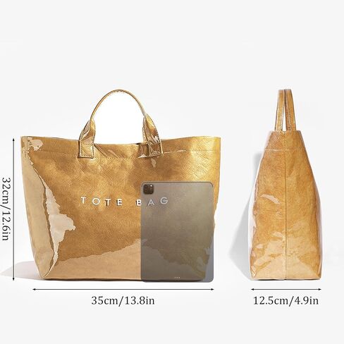 PVC Tote Bag for Women Letter Print Work Tote Bag Clear Plastic Bag Large Kraft Paper Handbag Solid Color Hobo Bag in Kuwait