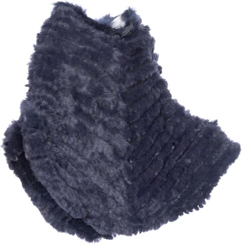 HEIZZI Natural Pullover Knitted Rabbit Fur Poncho With Raccoon Fur in Saudi Arabia
