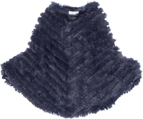 HEIZZI Natural Pullover Knitted Rabbit Fur Poncho With Raccoon Fur in Saudi Arabia