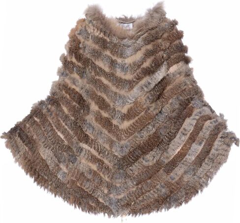 HEIZZI Natural Pullover Knitted Rabbit Fur Poncho With Raccoon Fur in Saudi Arabia