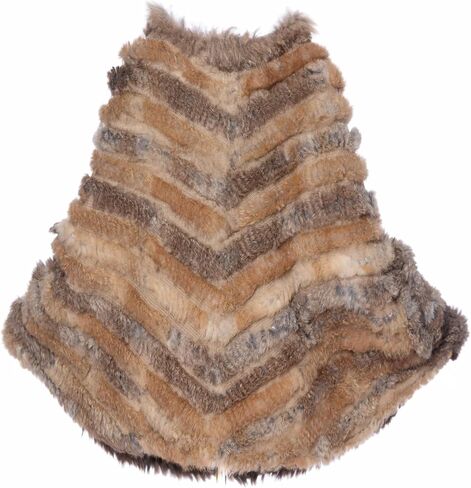 HEIZZI Natural Pullover Knitted Rabbit Fur Poncho With Raccoon Fur in Saudi Arabia
