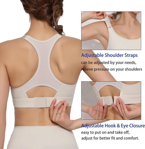 GYMAGINE Adjustable Straps Sports Bra Compression High Impact Sports Bras Padded in Saudi Arabia