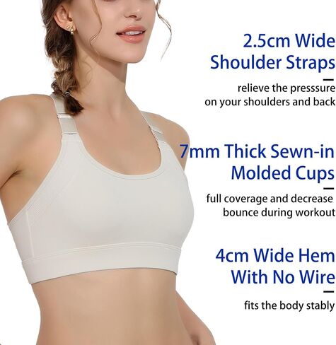 GYMAGINE Adjustable Straps Sports Bra Compression High Impact Sports Bras Padded in Saudi Arabia