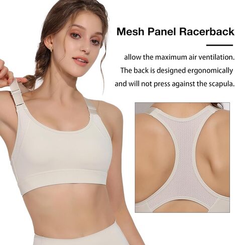 GYMAGINE Adjustable Straps Sports Bra Compression High Impact Sports Bras Padded in Saudi Arabia
