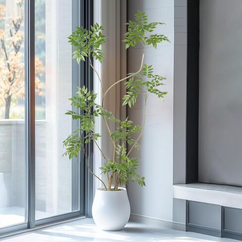 شجرة السماق الاصطناعية، 4 أقدام (1 حزمة) نباتات وهمية طويلة القامة نباتات ماهونيا فورتوني الاصطناعية للداخلية، أشجار وهمية للمكتب والمنزل وغرفة المعيشة وأرضية الفناء وديكور الشرفة in Kuwait