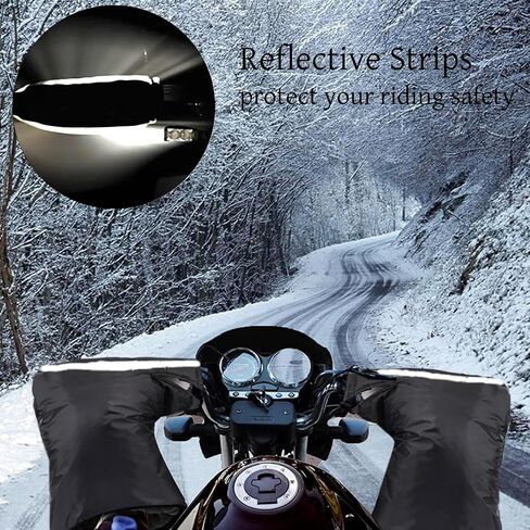 Motorcycle Handlebar Gloves Muff Bike Handlebar Mittens Winter Hand Warmers Gloves for ATV Snowmobile Motorcycle Windproof Waterproof with Reflective Strips in Saudi Arabia