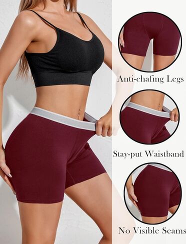 Ekouaer Women's Boxer Briefs Cotton Underwear Anti Chafing Boy Shorts Panties 4.5" Inseam 4 Pack in Saudi Arabia