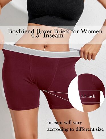 Ekouaer Women's Boxer Briefs Cotton Underwear Anti Chafing Boy Shorts Panties 4.5" Inseam 4 Pack in Saudi Arabia