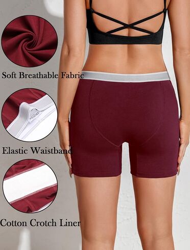 Ekouaer Women's Boxer Briefs Cotton Underwear Anti Chafing Boy Shorts Panties 4.5" Inseam 4 Pack in Saudi Arabia