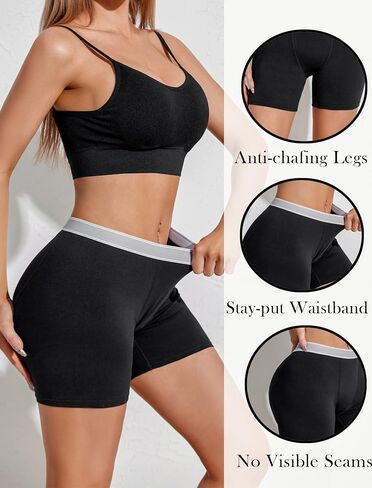 Ekouaer Women's Boxer Briefs Cotton Underwear Anti Chafing Boy Shorts Panties 4.5" Inseam 4 Pack in Saudi Arabia