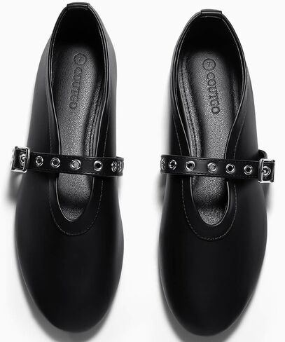 Coutgo Womens Mesh Ballet Flats Mary Jane Fishnet Ballerina Buckle Strap Comfortable Causal Dress Shoes in Saudi Arabia