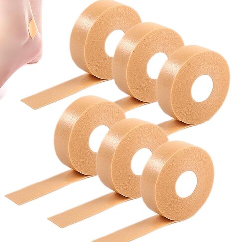 Blister Prevention Tape 6 Rolls of Adhesive Pads Anti-wear Heel Pads Foam Tape Waterproof Bandages Patches for Feet Anti-Blister Heel Pads & Toe Protector for Point Shoes (Skin-Color, 6rolls) in Saudi Arabia