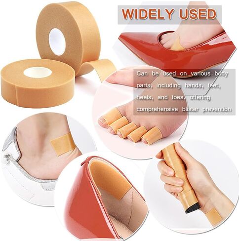Blister Prevention Tape 6 Rolls of Adhesive Pads Anti-wear Heel Pads Foam Tape Waterproof Bandages Patches for Feet Anti-Blister Heel Pads & Toe Protector for Point Shoes (Skin-Color, 6rolls) in Saudi Arabia