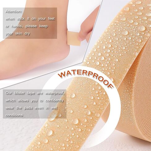 Blister Prevention Tape 6 Rolls of Adhesive Pads Anti-wear Heel Pads Foam Tape Waterproof Bandages Patches for Feet Anti-Blister Heel Pads & Toe Protector for Point Shoes (Skin-Color, 6rolls) in Saudi Arabia