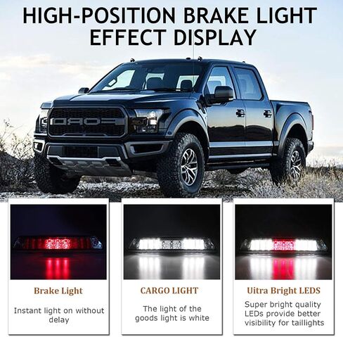 ل 2009-2014 فورد F-150 LED ارتفاع جبل 3rd ضوء الفرامل الذيل الثالث (الكروم الإسكان عدسة واضحة) in Saudi Arabia