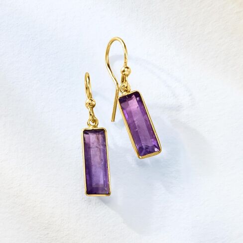 Ross-Simons 3.60 ct. t.w. Amethyst Drop Earrings in 18kt Gold Over Sterling in Saudi Arabia