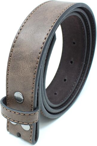 BC Belts Womens Thin Leather Belt Strap with Vintage Distressed Texture 1.25" Wide with Snaps in Kuwait