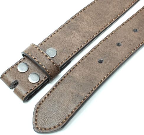 BC Belts Womens Thin Leather Belt Strap with Vintage Distressed Texture 1.25" Wide with Snaps in Kuwait