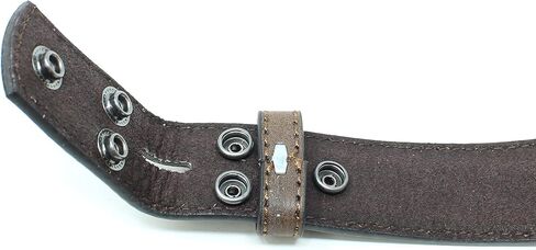 BC Belts Womens Thin Leather Belt Strap with Vintage Distressed Texture 1.25" Wide with Snaps in Kuwait