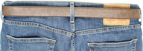 BC Belts Womens Thin Leather Belt Strap with Vintage Distressed Texture 1.25" Wide with Snaps in Kuwait