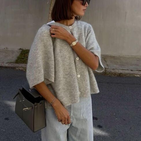 Women Knit Cardigan Sweater Y2k Short Sleeve Button Down Crop Top Sweaters Lightweight Coquette Shirt Summer in Saudi Arabia