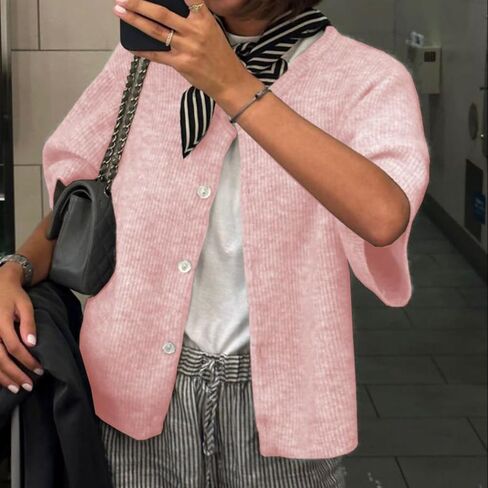 Women Knit Cardigan Sweater Y2k Short Sleeve Button Down Crop Top Sweaters Lightweight Coquette Shirt Summer in Saudi Arabia