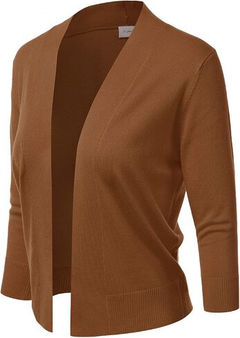 JJ Perfection Casual Crop Open Front Knit Cardigan 3/4 Sleeve Cropped Cardigan Basic Sweater Jacket for Womens with Plus Size in Saudi Arabia