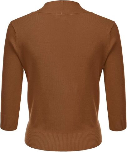 JJ Perfection Casual Crop Open Front Knit Cardigan 3/4 Sleeve Cropped Cardigan Basic Sweater Jacket for Womens with Plus Size in Saudi Arabia