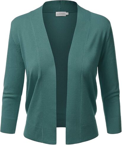 JJ Perfection Casual Crop Open Front Knit Cardigan 3/4 Sleeve Cropped Cardigan Basic Sweater Jacket for Womens with Plus Size in Saudi Arabia