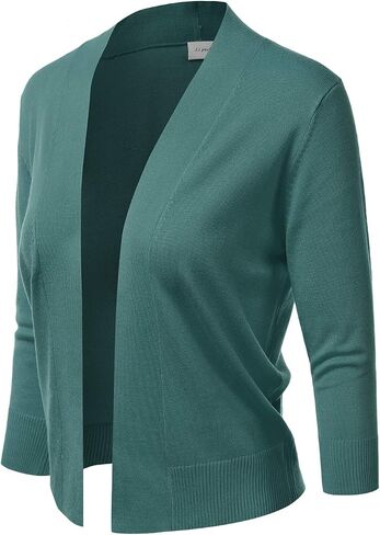 JJ Perfection Casual Crop Open Front Knit Cardigan 3/4 Sleeve Cropped Cardigan Basic Sweater Jacket for Womens with Plus Size in Saudi Arabia