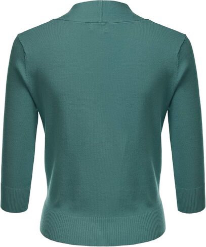 JJ Perfection Casual Crop Open Front Knit Cardigan 3/4 Sleeve Cropped Cardigan Basic Sweater Jacket for Womens with Plus Size in Saudi Arabia