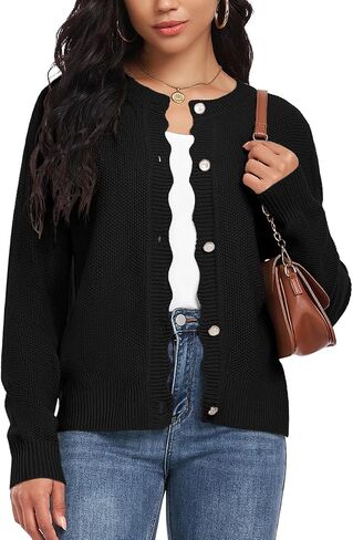 GRECERELLE Women Knit Cardigan Sweaters Long Sleeve Open Front Button Down Casual Trendy Jackets Outwear in Saudi Arabia