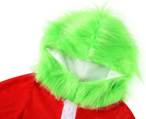 Toddler Kid Boy Girl Green Furry Monster Costume Hooded Santa Claus Christmas Cosplay Clothes Halloween Party Outfit in Saudi Arabia