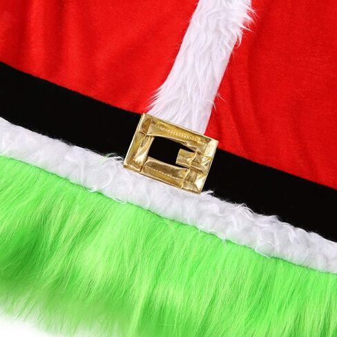 Toddler Kid Boy Girl Green Furry Monster Costume Hooded Santa Claus Christmas Cosplay Clothes Halloween Party Outfit in Saudi Arabia