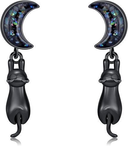 Cat/Bat Earrings for Women 925 Sterling Silver Cat Jewelry Dangle Earrings Gifts in Kuwait
