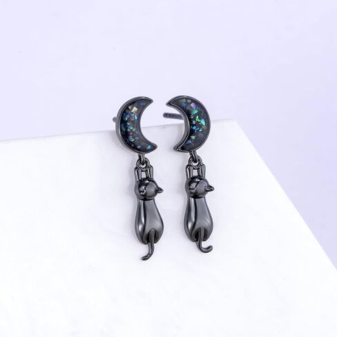 Cat/Bat Earrings for Women 925 Sterling Silver Cat Jewelry Dangle Earrings Gifts in Kuwait