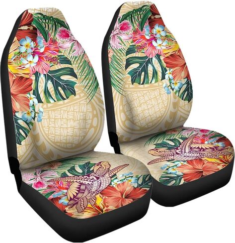 Universal Watercolor Hawaii Turtle Floral Print Front Seat Cover Set of 2, Washable Soft Seat Protector, Vehicle Seat Protector Car Covers for Auto Sedan SUV Truck Auto Accessories in Kuwait