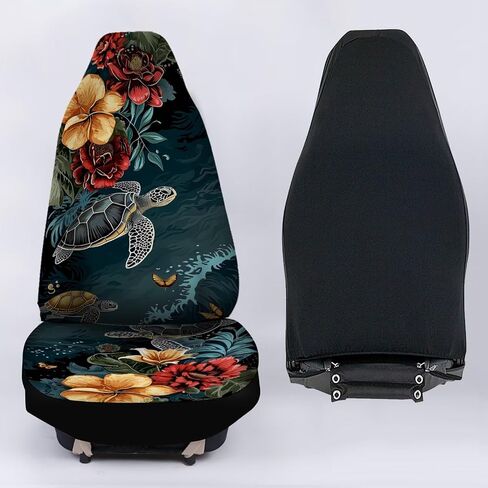 Universal Watercolor Hawaii Turtle Floral Print Front Seat Cover Set of 2, Washable Soft Seat Protector, Vehicle Seat Protector Car Covers for Auto Sedan SUV Truck Auto Accessories in Kuwait