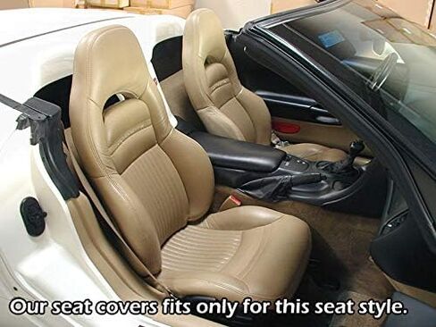 Iggee Artificial Leather Custom Made Original fit Front Seat Covers Designed for 1997-2004 Chevy Corvette C5 (Black) in Saudi Arabia