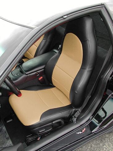 Iggee Artificial Leather Custom Made Original fit Front Seat Covers Designed for 1997-2004 Chevy Corvette C5 (Black) in Saudi Arabia