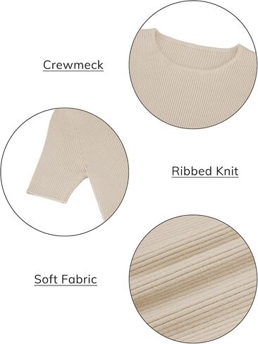 ATHMILE Womens Ribbed Knit T Shirt Casual Crewneck Tops Short Sleeve/Long Sleeve Sweaters Slim Fit Basic Tees in Saudi Arabia