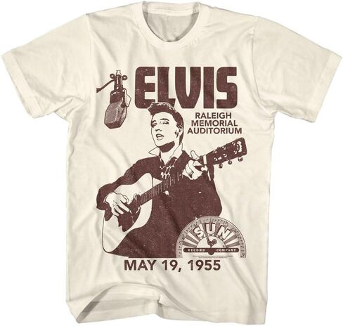 Elvis Sun Records T Shirt Adult Short Sleeve T Shirt Vintage Style Graphic Tee in Saudi Arabia