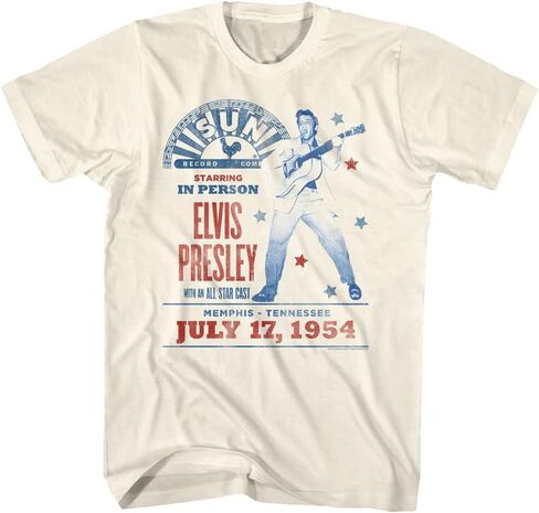 Elvis Sun Records T Shirt Adult Short Sleeve T Shirt Vintage Style Graphic Tee in Saudi Arabia